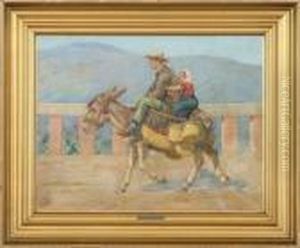 On The Way To The Marked. Signed R. S. 15. Oil On Canvas. 47 X 60 Cm by Johannes Resen-Steenstrup