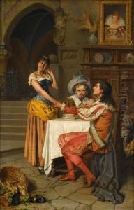 Flirtation: Italians At Table by Raffaello Resio