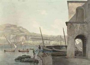 A View of the Harbour at Pozzuoli near Naples by Abraham Louis Rudolph Ducros