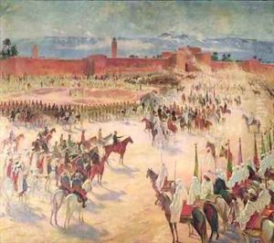 The Entrance of General Lyautey 1854-1934 and General Mangin 1862-1925 into Marrakesh in 1912 by Charles Jules Duvent