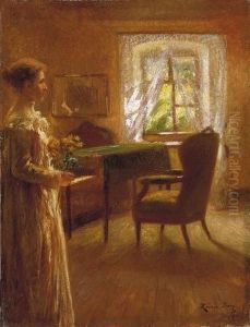 Lady With A Flower by Imre Revesz