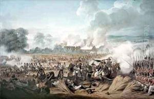Attack on the British Squares by French Cavalry at the Battle of Waterloo by Denis Dighton