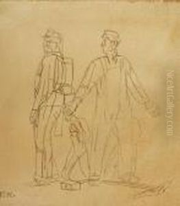 Dos Personajes (boceto Para Vitral) by Fermin Revueltas