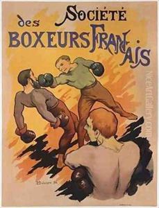 Poster advertising the Societe des boxeurs francais by H. Delaspre