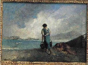 La Porteuse D'eauhuile Sur Toile. by Francois Reynaud