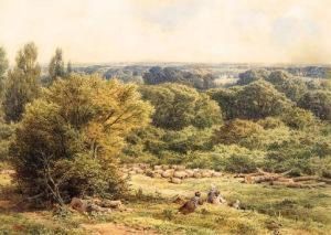 The Young Shepherds Watching Their Flock by Frederick George Reynolds