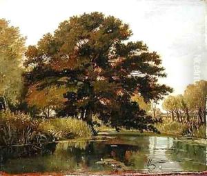 On the Isis Waterperry Oxfordshire 2 by William Alfred Delamotte