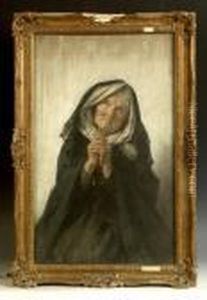 An Oldlady With A Rosary by Mieczyslaw Reyzner