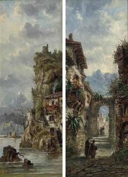 A Conversation On An Italian Street - view 1