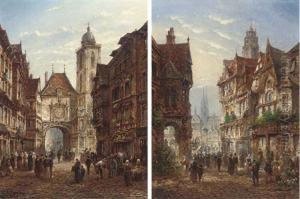 The Market Before The Grand Clock, Rouen - view 1
