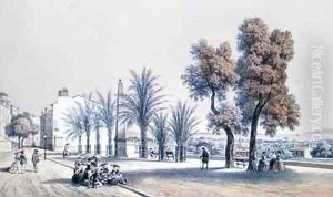 View of the Palm Promenade at Hyeres on the Cote dAzur by Deroy