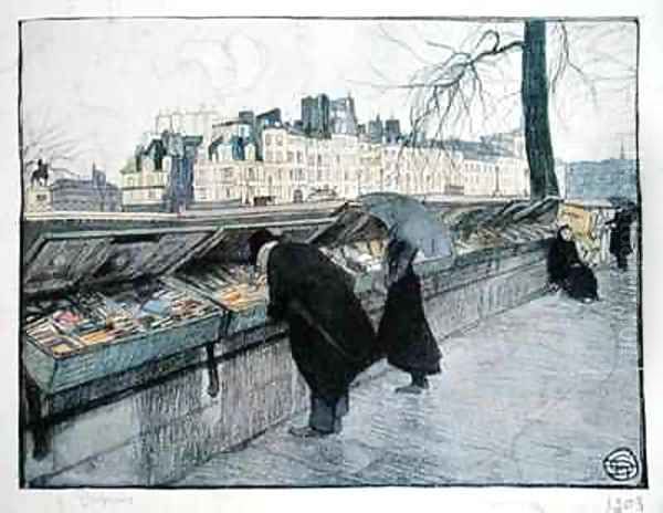 Bouquinistes along the left bank of the Seine near the Pont Neuf Paris - view 1