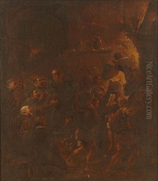 Figures Fighting A Fire - view 1