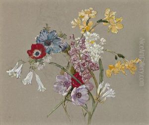 Stilleben Mit Wildem Flieder Und Mohnblumen