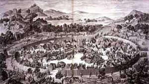Tchao Hoei in his Camp below the walls of Yerechim Receives the Homage of the Inhabitants of the Town and Province in July 1759