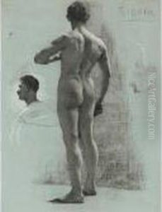 Standing Academy Nude With Additional Studies Of Head And Arm