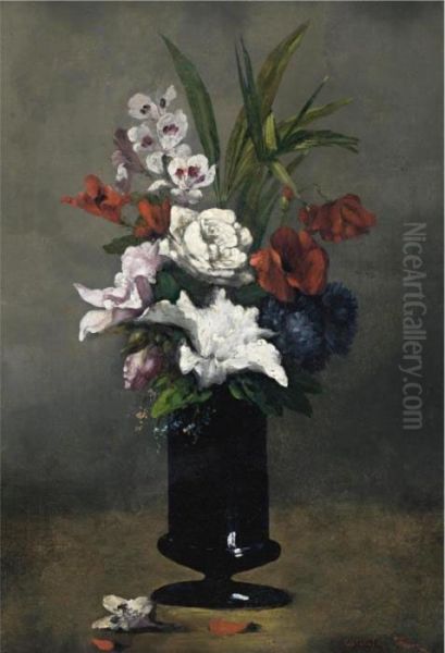 Flowers In A Blue Vase - view 1