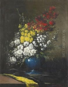 "bouquet De Fleurs Dans Un Vase Bleu".