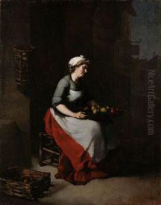 La Marchande De Fruits by Germain Theodure Clement Ribot