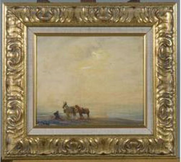 Le Ramassage Du Varech Huile Sur Toile Marouflee Sur Panneau Signeeen Bas A Gauche 26 - view 1