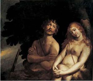 Adam Et Eve Apres Le Peche Originel by Pietro della Vecchia