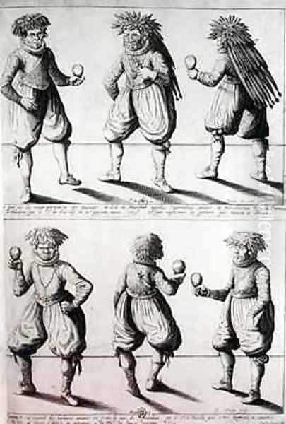 Members of the Tupinambras Tribe Taken to the King of France in Paris to be Baptised and Converted to Christianity - view 1