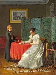 Woman Writing a Letter by Pierre Duval-Lecamus