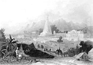 The Great Temple Hurdwar with Procession of Hindu Pilgrims by Thomas Colman Dibdin