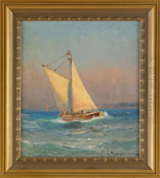 Segelbat I Oroligt Hav, Signerad L. Richarde - view 1