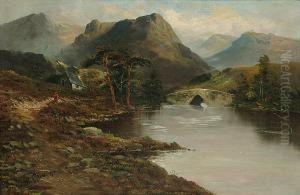 Loch Landscape With A Figure On A Track