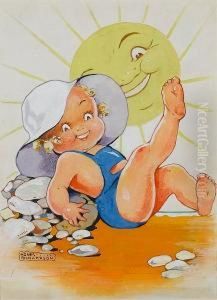 Sunshine Baby; Leaping Child, A Pair by Agnes Richardson