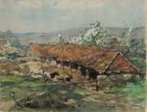 A Somerset Farmyard by Frederick Stuart Richardson