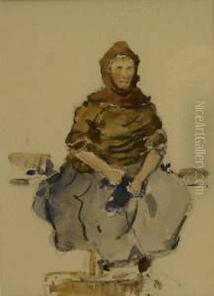 Dutch Girl Knitting - view 1