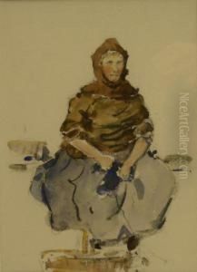 Dutch Girl Knitting by Frederick Stuart Richardson