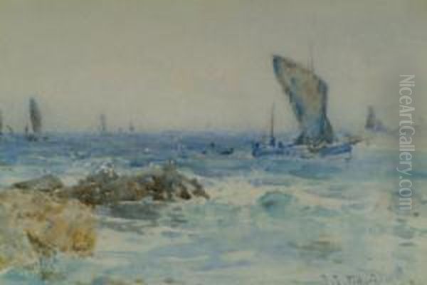 Fishing Boats Off Staithes - view 1