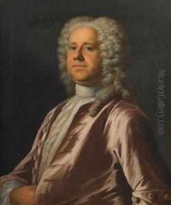 Portrait Of A Gentleman, Half-length, In A Crimson Coat With A White Chemise