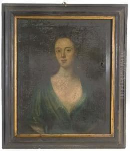 Portrait Of A Lady, Presumably A
 Member Of The Mostyn Or The Lloyd Family, Bust-length, In A Blue Dress 
With A White Chemise