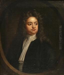 A Portrait Of Sir Richard Steele, Bust Length Within A Painted Oval