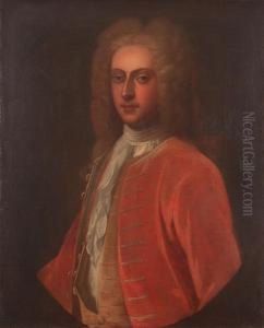 Portrait Of A Gentleman In A Red Coat And White Stock