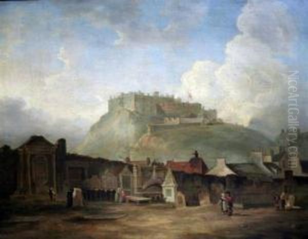 View Of Edinburgh, With The Funeral Of Sir Walter Scott In Theforeground - view 1