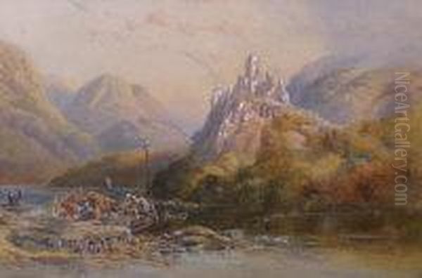 An Italian Lake Scene With Figures Loading Boats - view 1