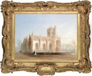 Students Before St. Mary Magdalene Church, Oxford by Thomas Miles Richardson