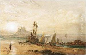 Unloading Boats On The Beach Near Holy Island