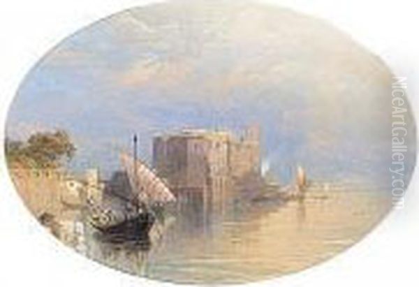 View Of Lake Maggiore With A Water Side Fortress - view 1