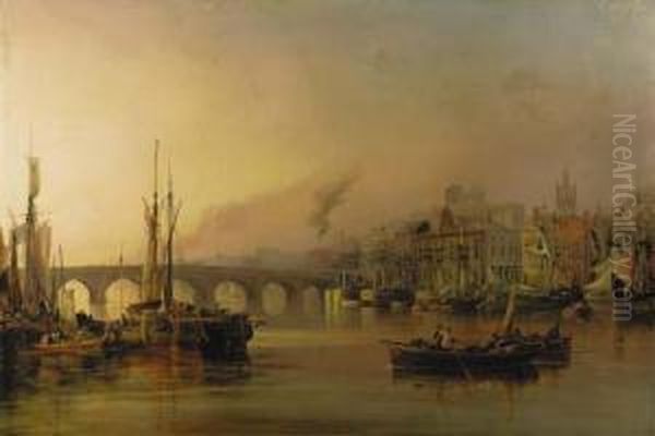 View Of Newcastle From The River Tyne, With Shipping In The Foreground - view 1