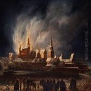 The Citizens Of The Town Of Hillerod Are Looking At The Bruning Castle Frederiksborg