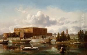 View Of Stockholm's Castle. "parti Af Stockholms Slot" by Ferdinand Reichardt