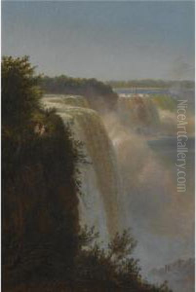 Ved Toppen Af Niagra Vandfaldet (figures At The Top Of Niagara Falls) - view 1