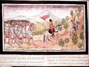 Fol 204v The Totonac Indians Helping the Conquistadors to Transport Materials
