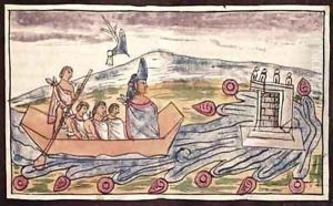Fol 192v Montezuma II leaving rapidly after hearing of the landing of the Spanish by Diego Duran